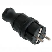 Вилка прямая каучуковая 230В, 2Р+РЕ. 16А IP44 EKF
